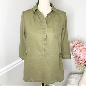PIKO 1988 Forest Green Half button Tunic Top